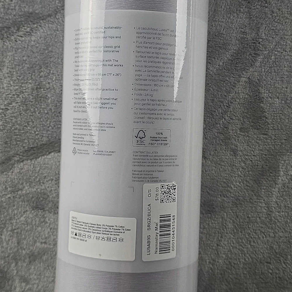Lululemon Namastay Yoga Mat New Sealed SRGZ/BUCA Exercise Mat 4mm 5.7 Lbs Lavend - Picture 5 of 9